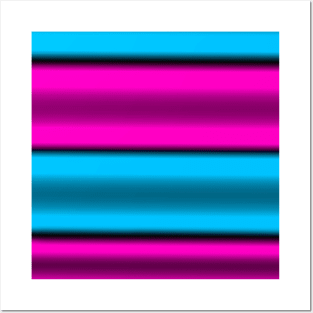 Pink & Blue Horizontal Stripes Posters and Art